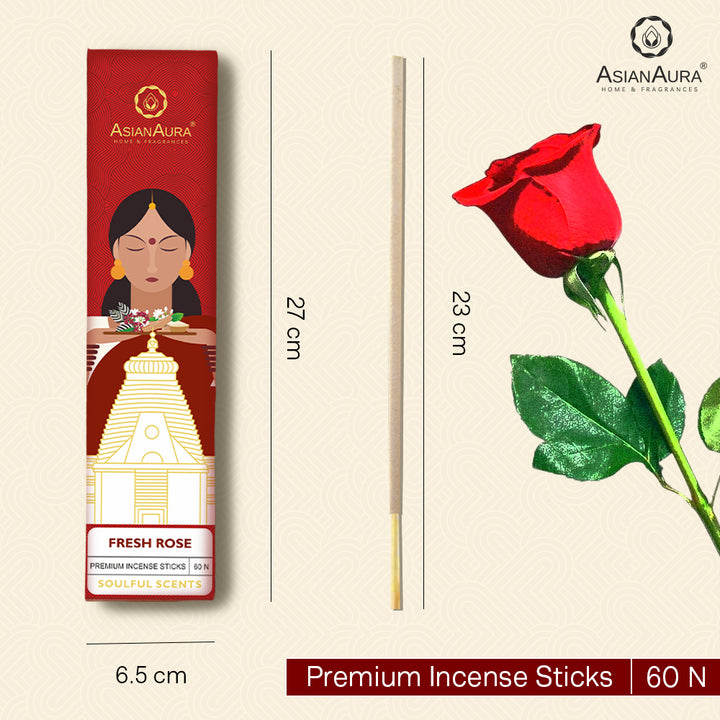 Premium Incense Sticks - Fresh Rose (60N)