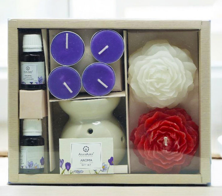 Candle Aroma Diffuser Giftset with Floater Candles | Lavender Fragrance