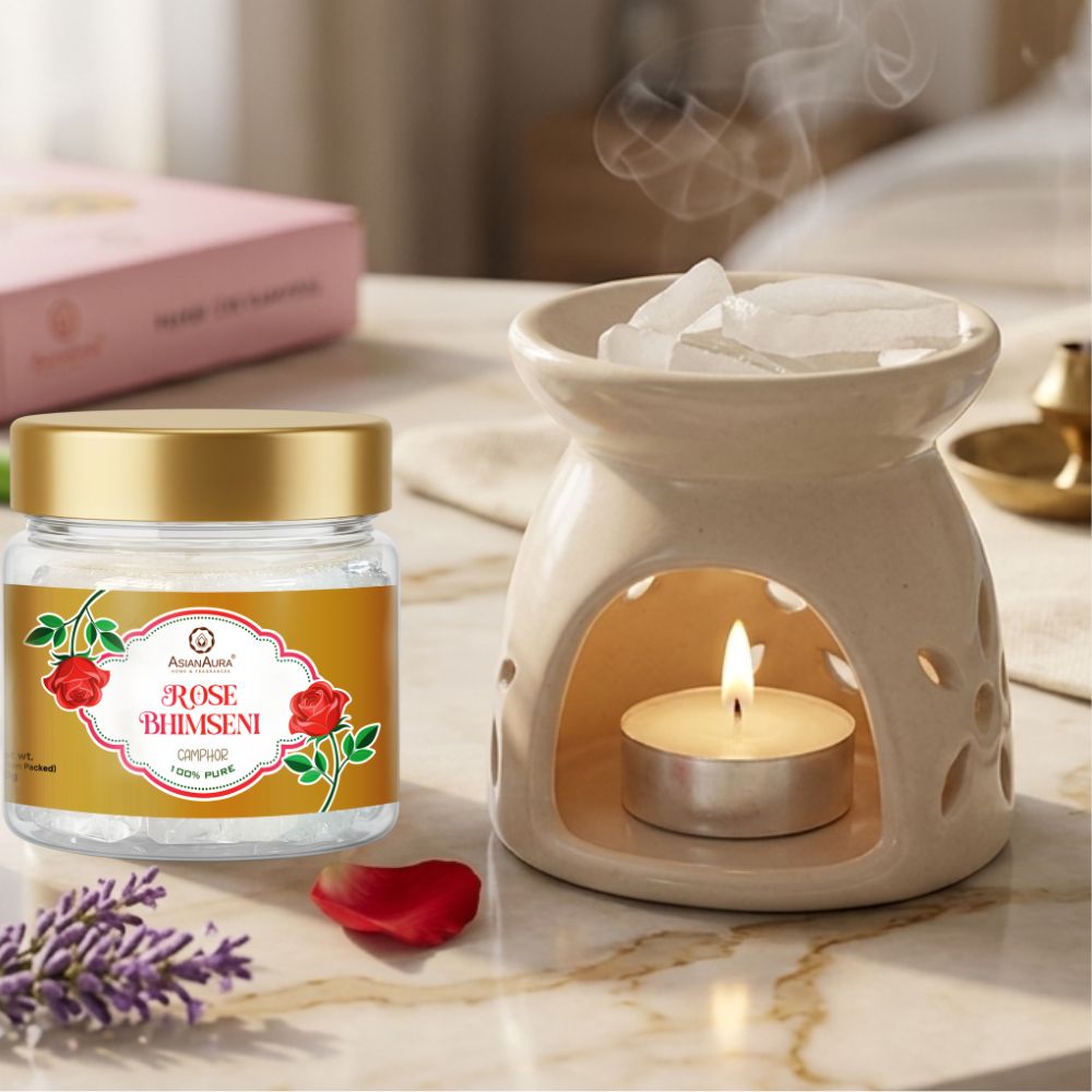 Premium Rose Bhimseni Kapoor with Refreshing Floral Fragrance by Asian Aura