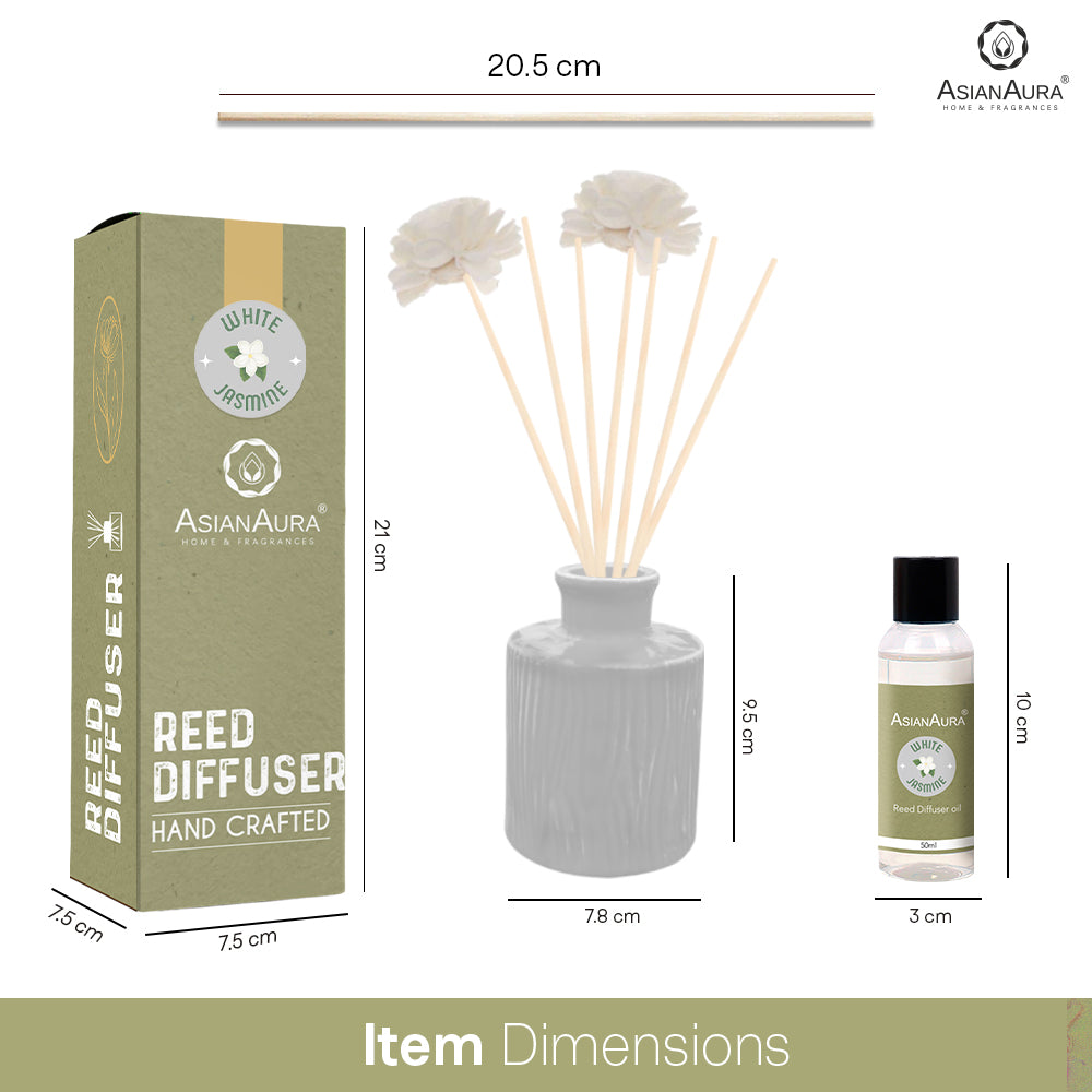 Premium White Jasmine Home Fragrance Reed Diffuser by Asian Aura