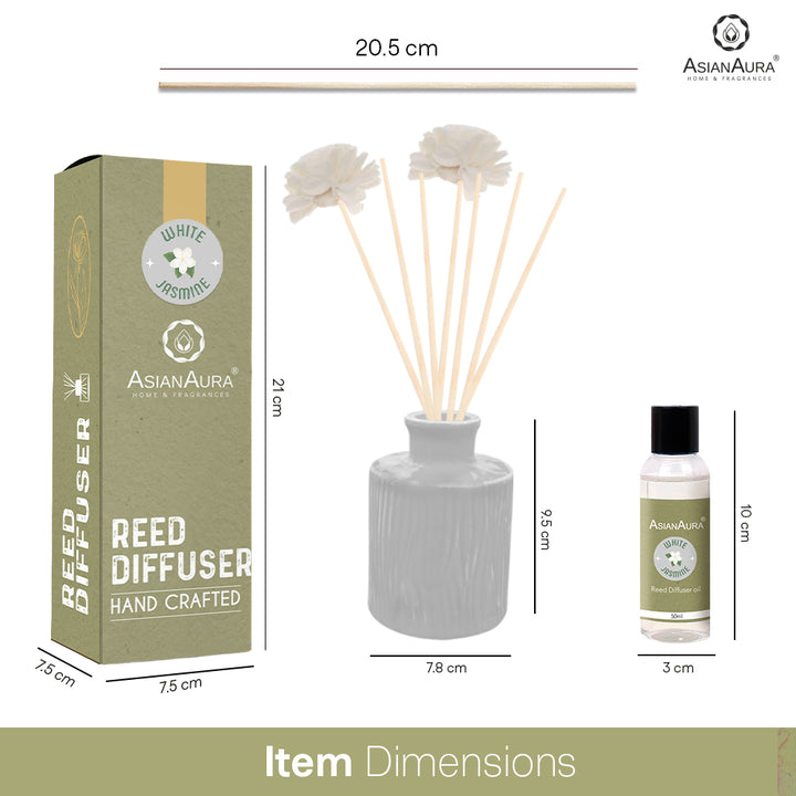 Premium White Jasmine Home Fragrance Reed Diffuser by Asian Aura