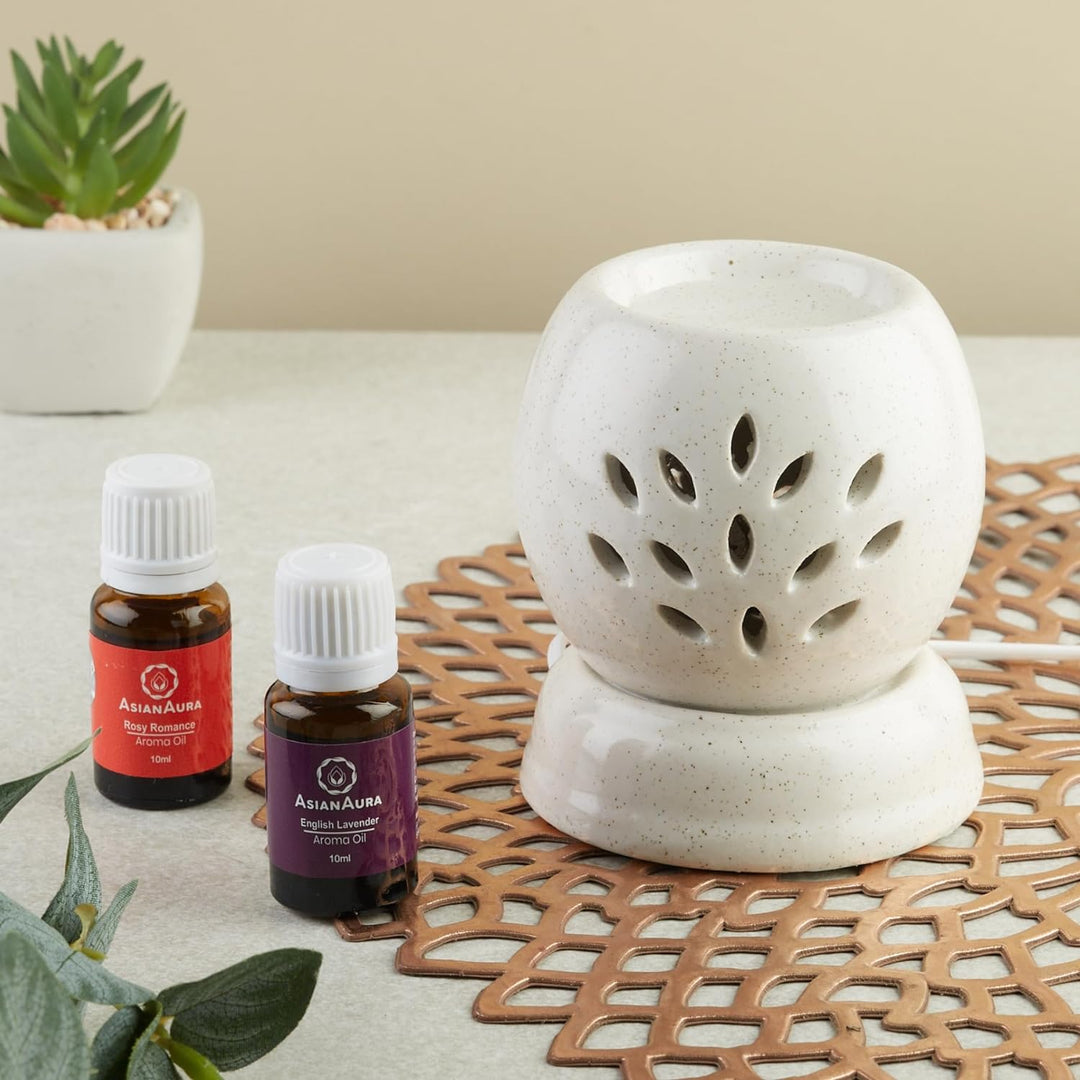 Ceramic electric aroma diffuser with 2 aroma oils