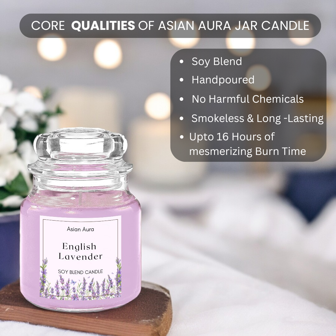 Glass jar lavender candle