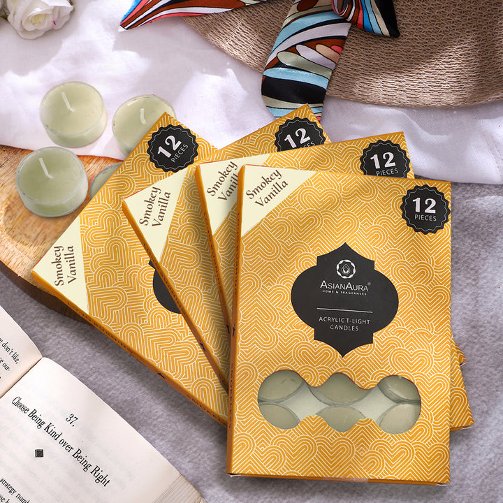 Smokey Vanilla T-Light Candles - Pack of 12