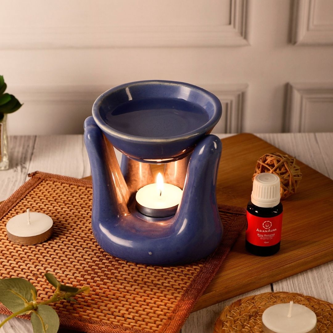 Purple Hand Ceramic Candle Diffuser for Aromatherapy