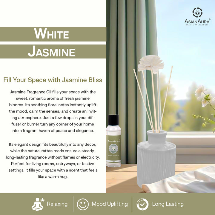 Luxury White Jasmine Reed Diffuser for Long Lasting Home Fragrance