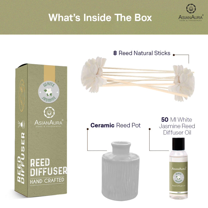 Long Lasting White Jasmine Reed Diffuser for Bedroom Living Room and Office