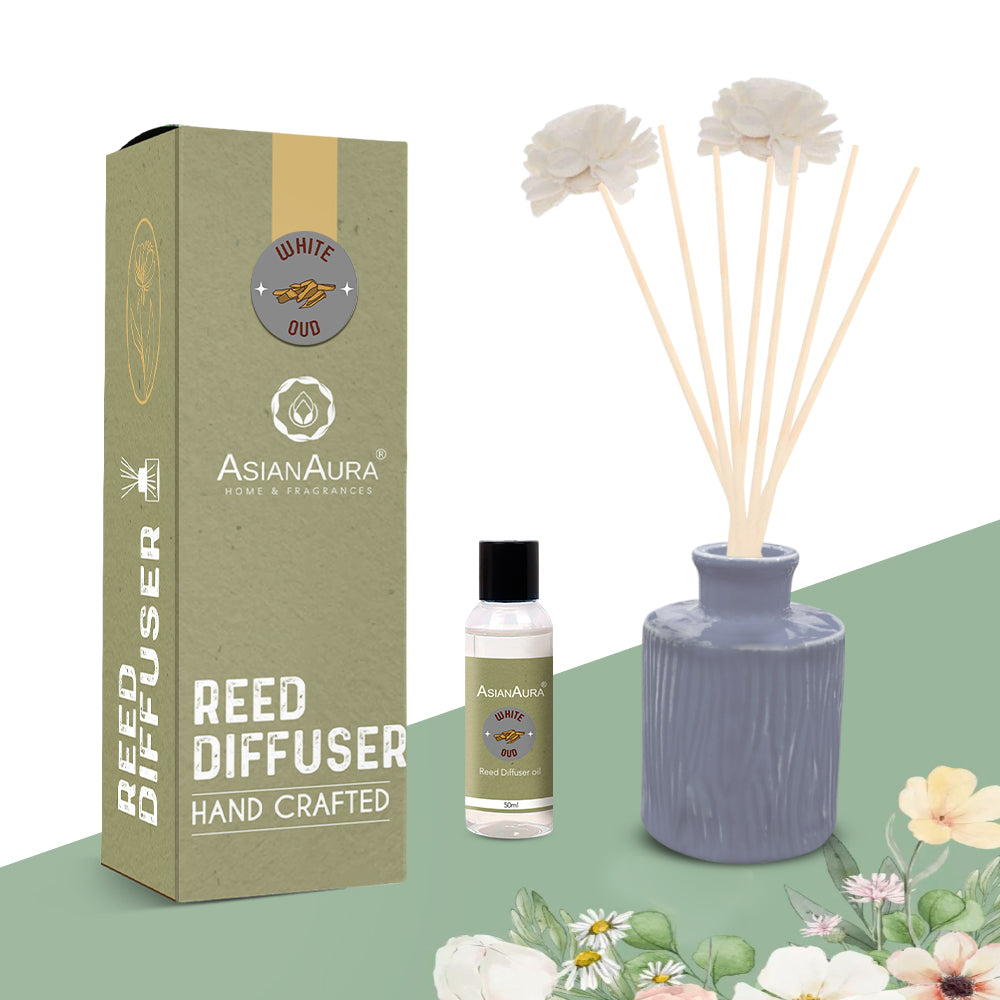 Asian Aura White Oud Reed Diffuser 50ml for Home with Reed Sticks