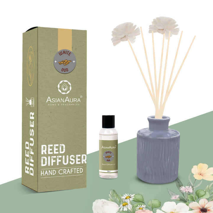 Asian Aura White Oud Reed Diffuser 50ml for Home with Reed Sticks
