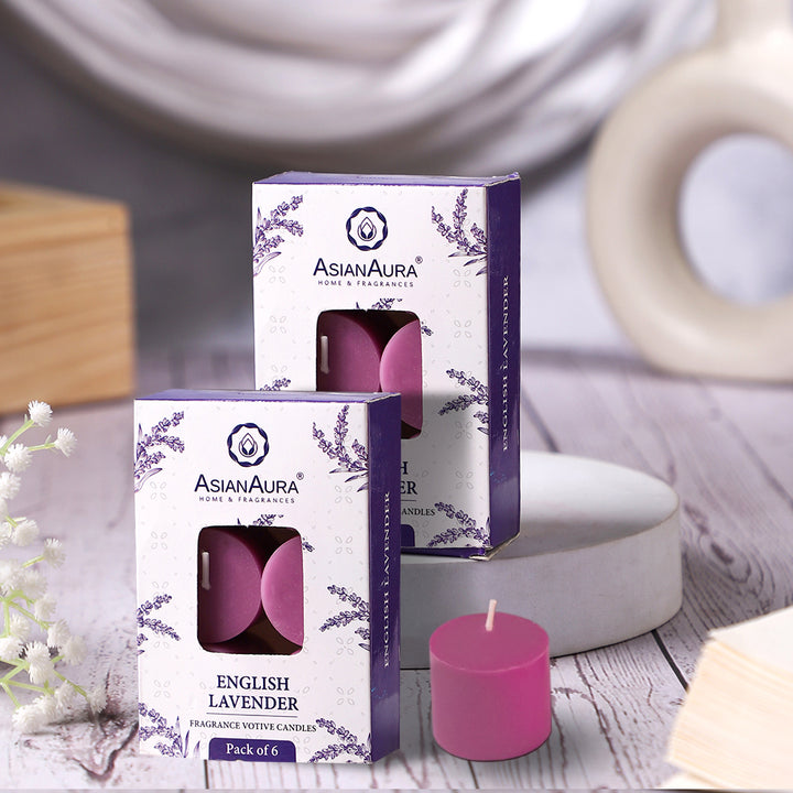 English Lavender Votive Candles - Pack of 6