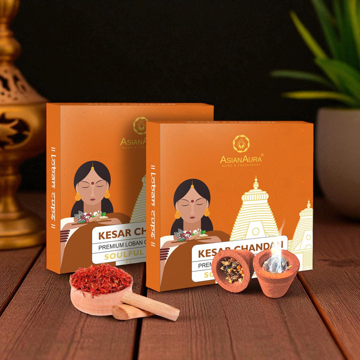Premium Loban Cups - Kesar Chandan (12N)