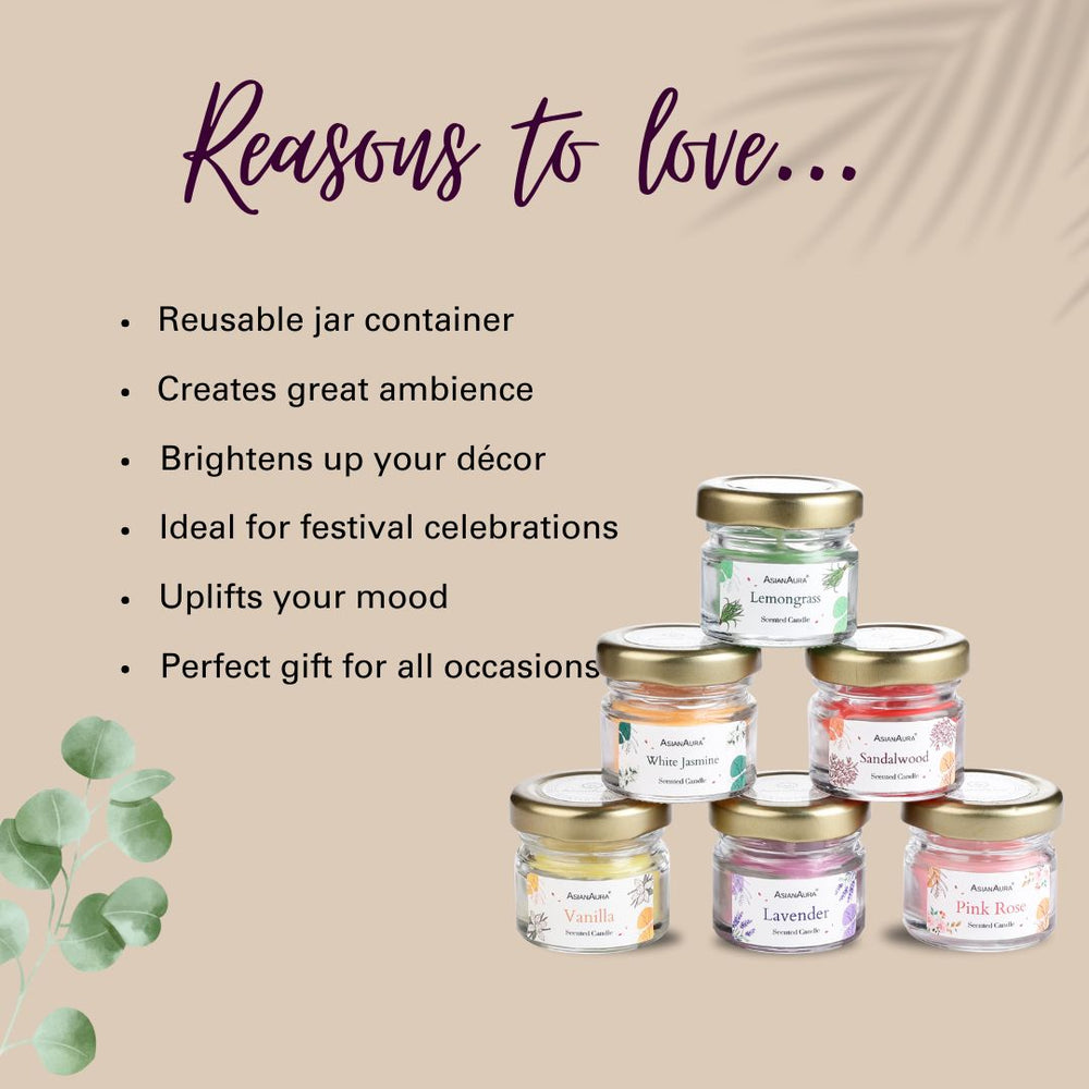 Mini scented glass jar candles for home décor and table decoration