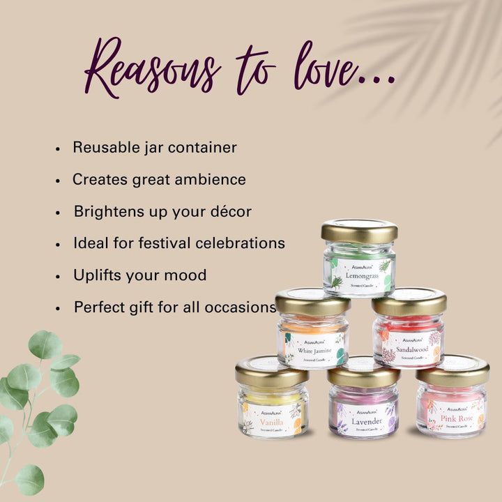 Mini scented glass jar candles for home décor and table decoration