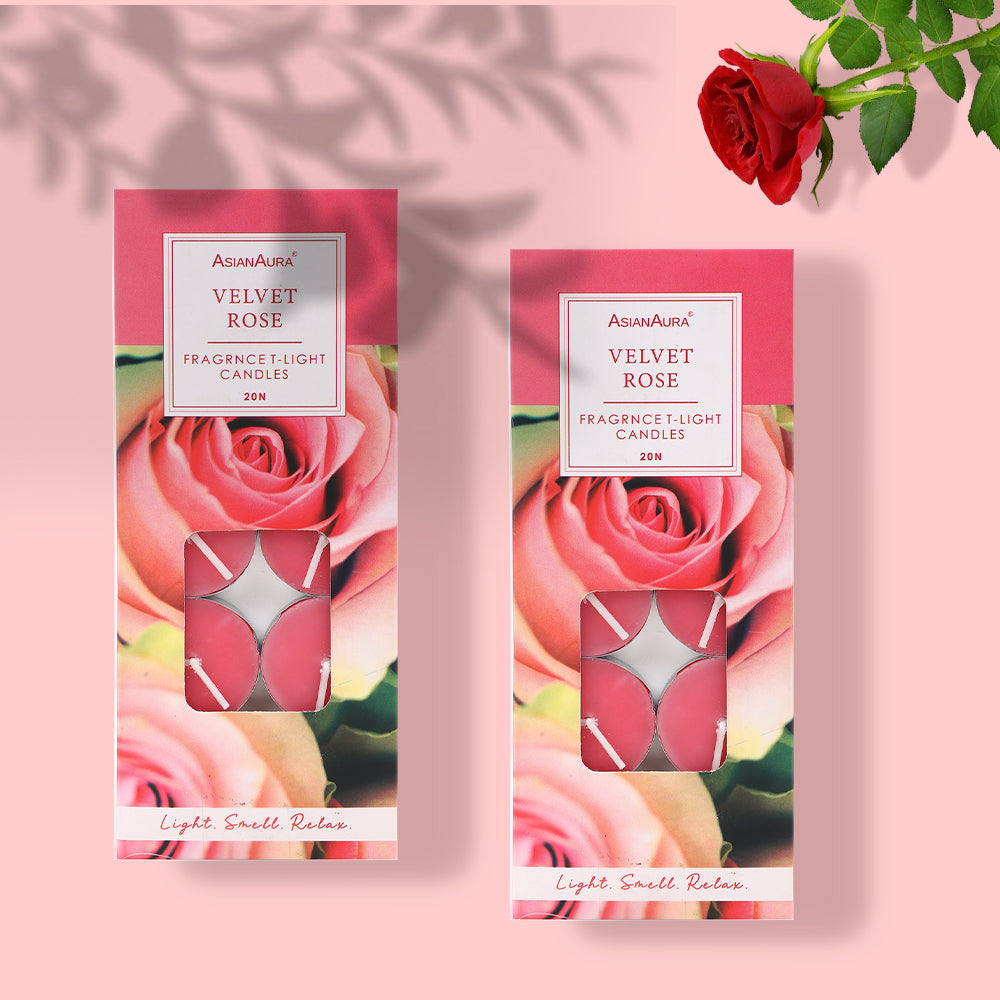 Velvet Rose T-Light Candles - Pack Of 20