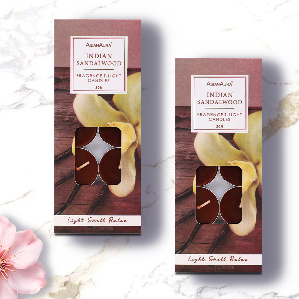Indian Sandalwood T-Light Candles - Pack Of 20