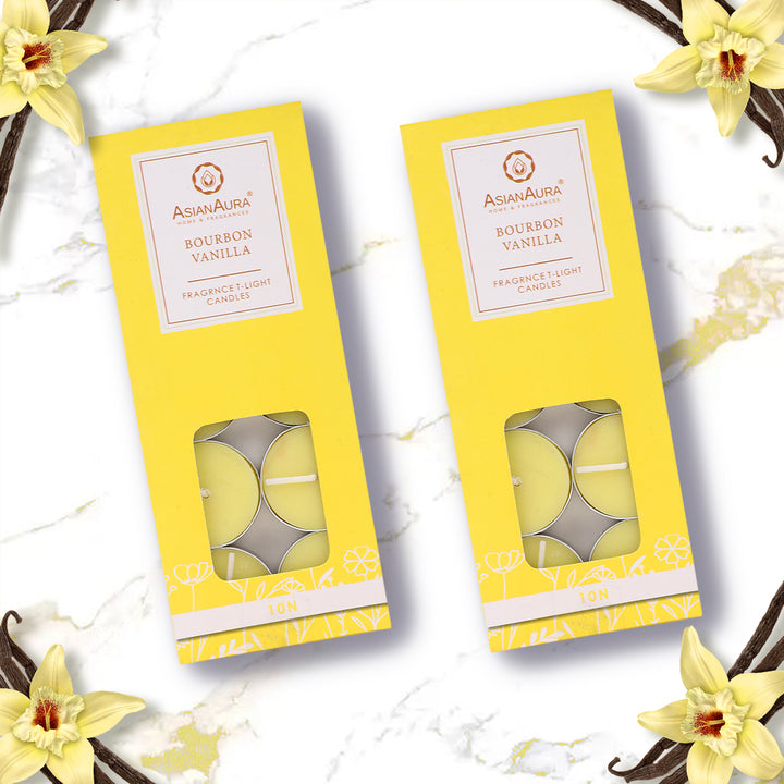 Bourbon Vanilla T-Light Candles - Pack Of 10