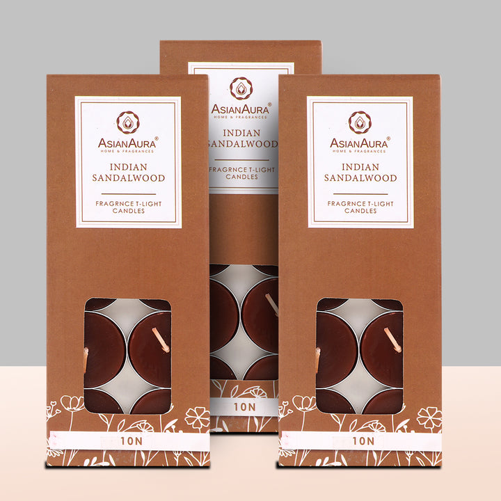 Indian Sandalwood T-Light Candles - Pack Of 10