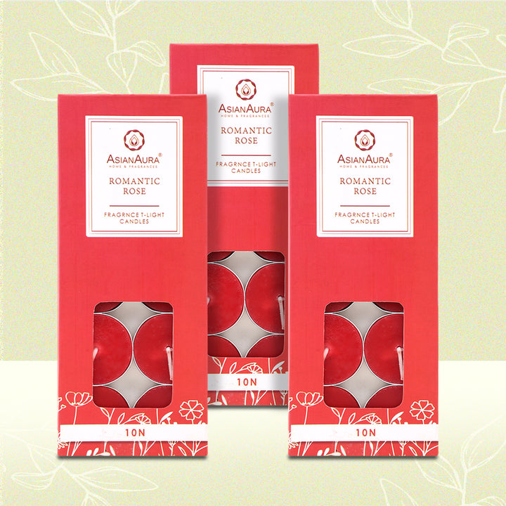 Romantic Rose T-Light Candles - Pack Of 10
