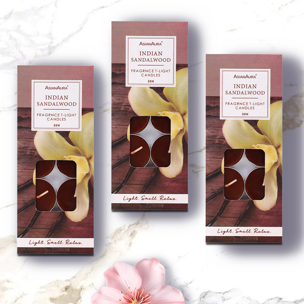 Indian Sandalwood T-Light Candles - Pack Of 20