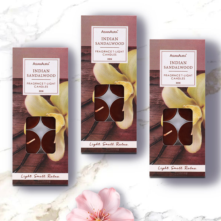 Indian Sandalwood T-Light Candles - Pack Of 20