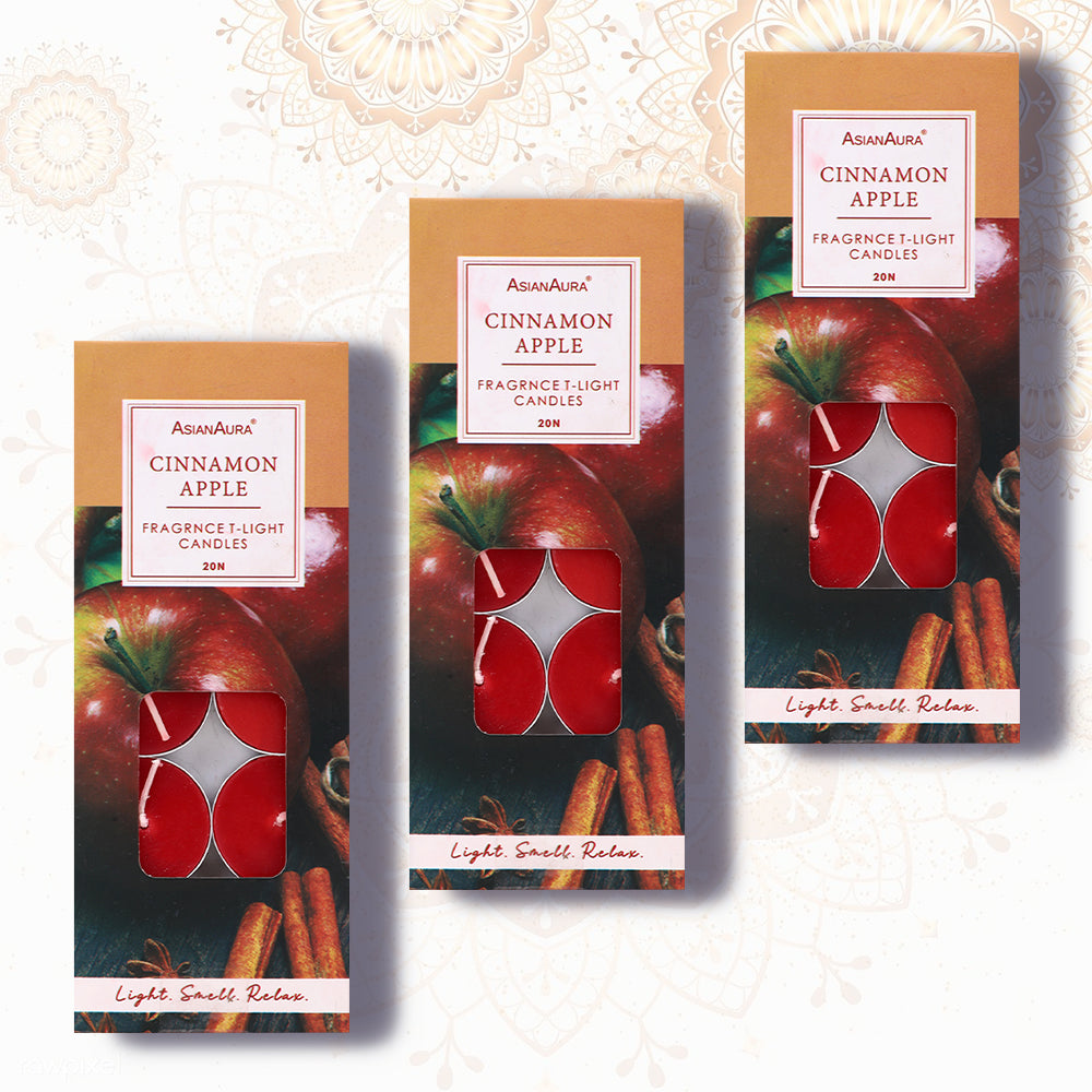 Apple Cinnamon T-Light Candles - Pack Of 20