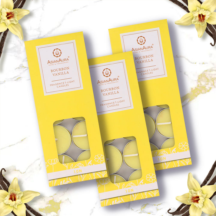 Bourbon Vanilla T-Light Candles - Pack Of 10
