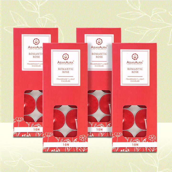 Romantic Rose T-Light Candles - Pack Of 10