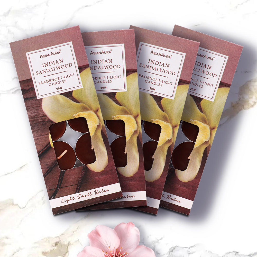 Indian Sandalwood T-Light Candles - Pack Of 20