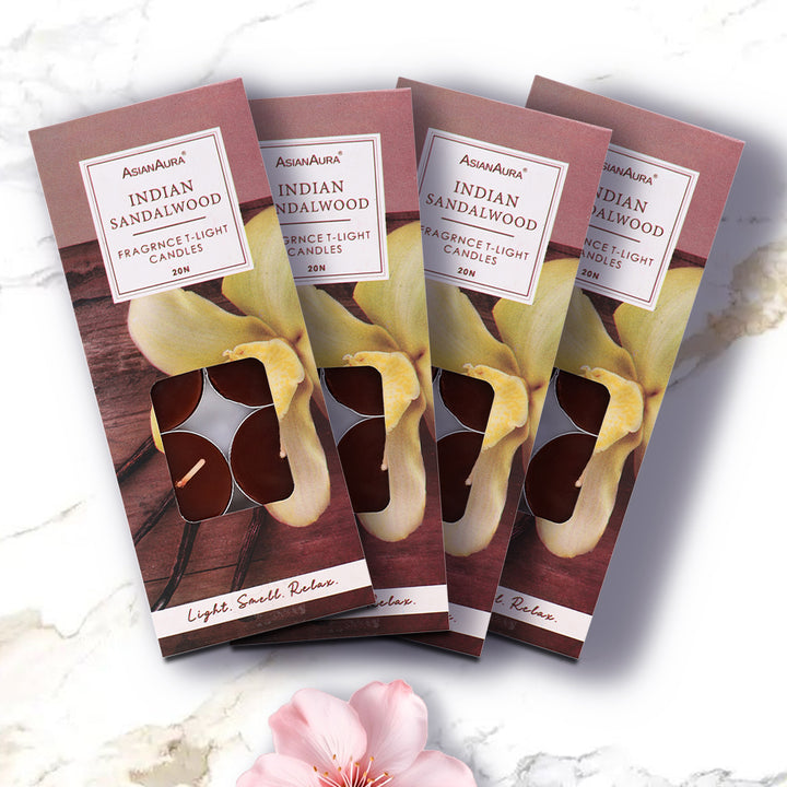 Indian Sandalwood T-Light Candles - Pack Of 20