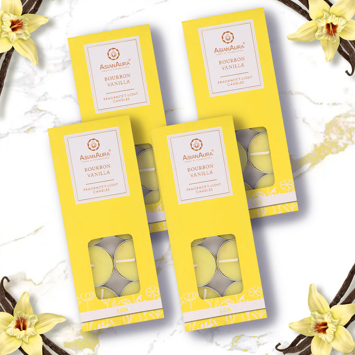Bourbon Vanilla T-Light Candles - Pack Of 10