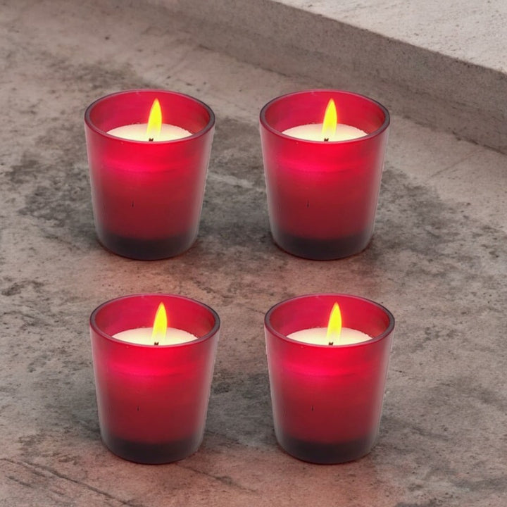 Red Mini Frosted Jar Candle (Pack of 4)