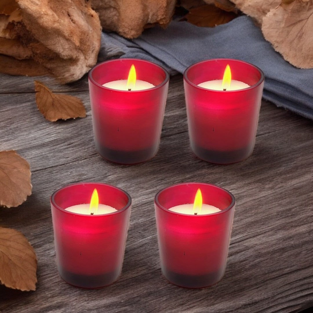 Red Mini Frosted Jar Candle (Pack of 4)