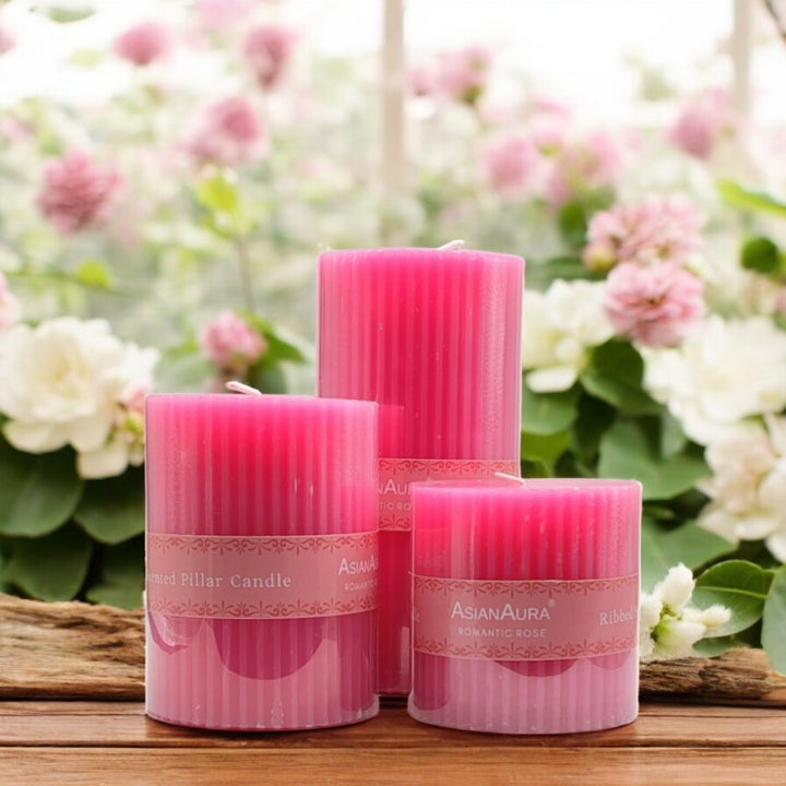 Ribbed Pillar Candle (Pack of 3)