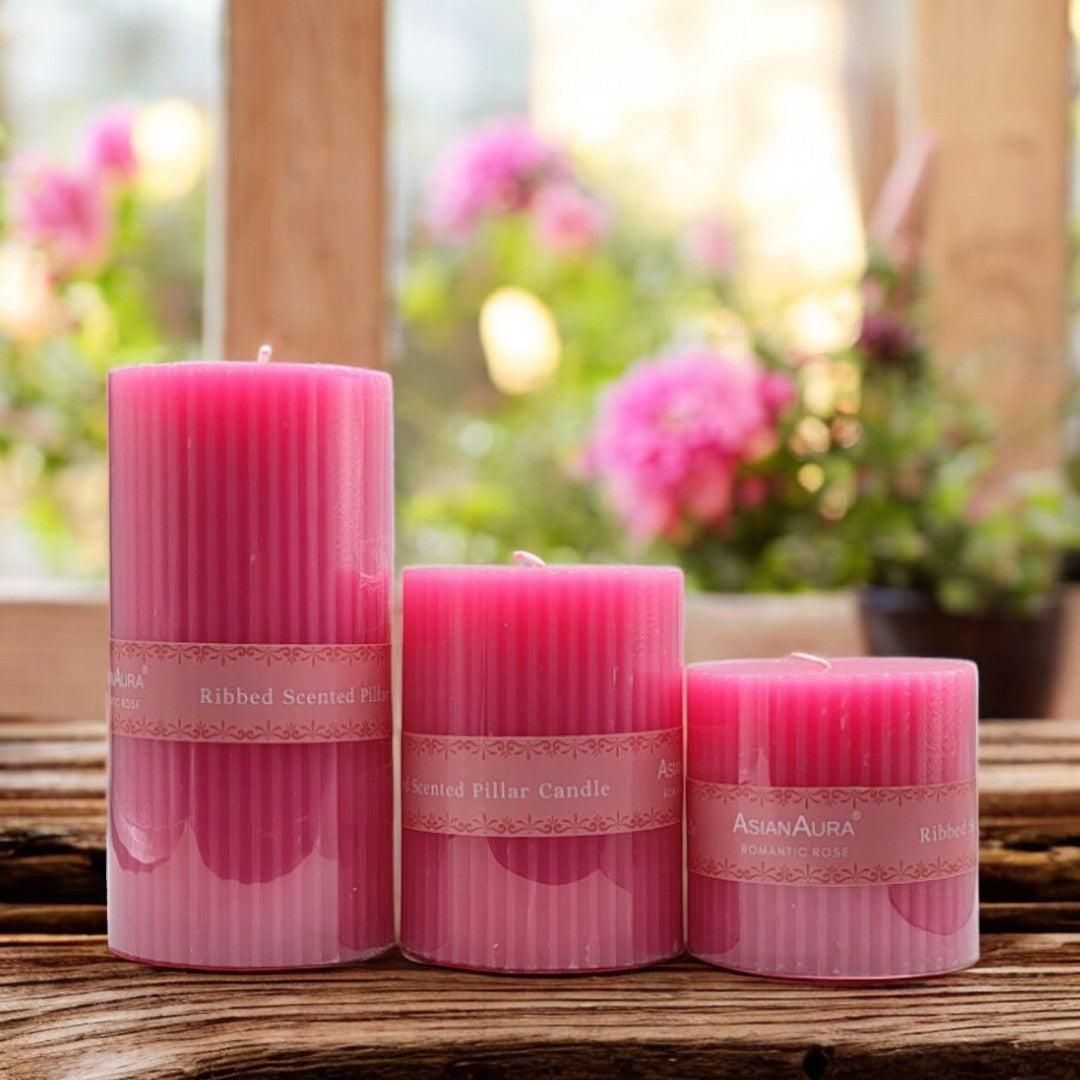 Ribbed Pillar Candle (Pack of 3)