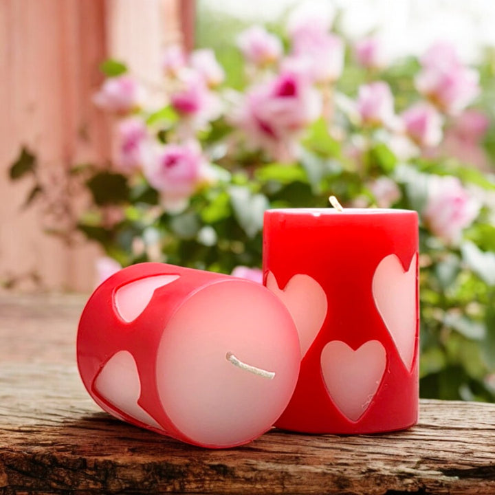 Heart Pillar Candle (Pack Of 2)