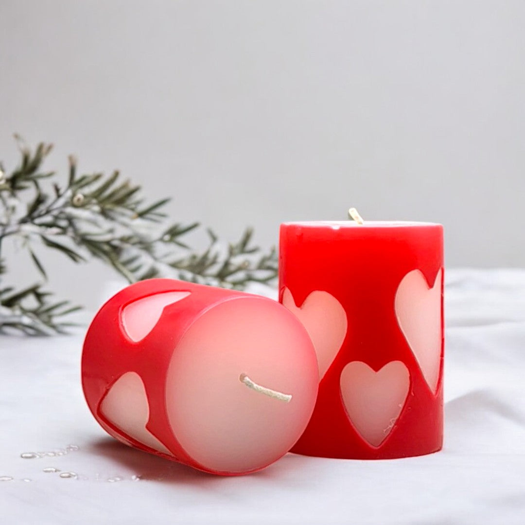 Heart Pillar Candle (Pack Of 2)