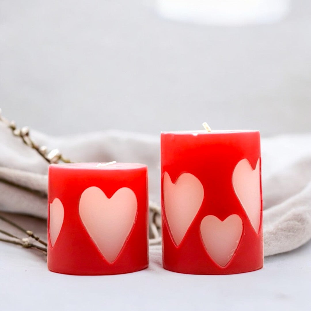 Heart Pillar Candle (Pack Of 2)