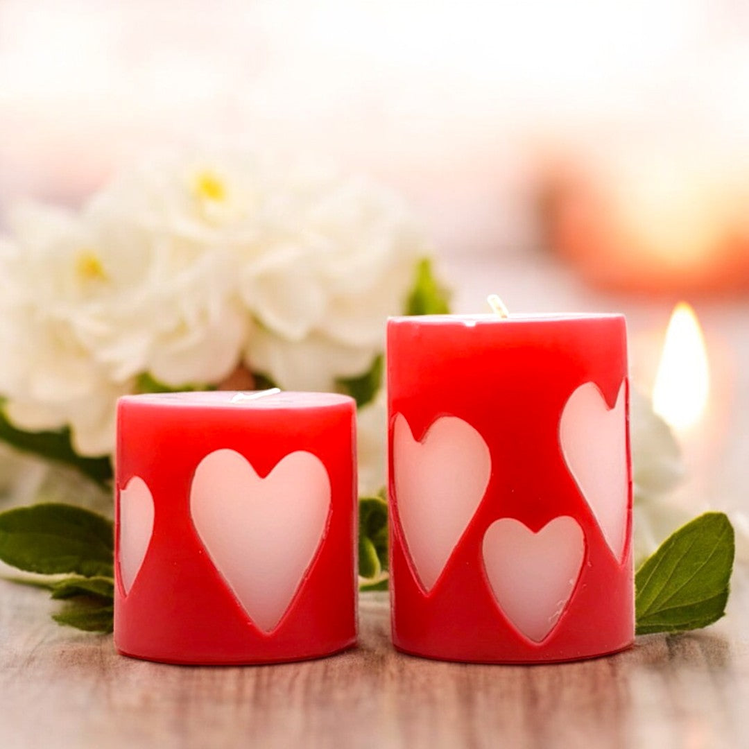 Heart Pillar Candle (Pack Of 2)