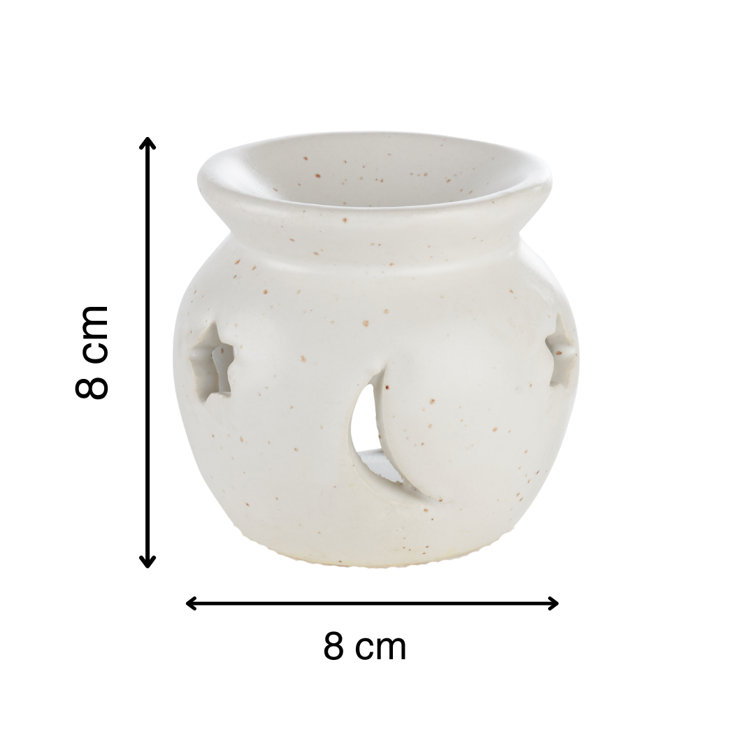 White Ceramic Oil Burner with Tea Light Candle