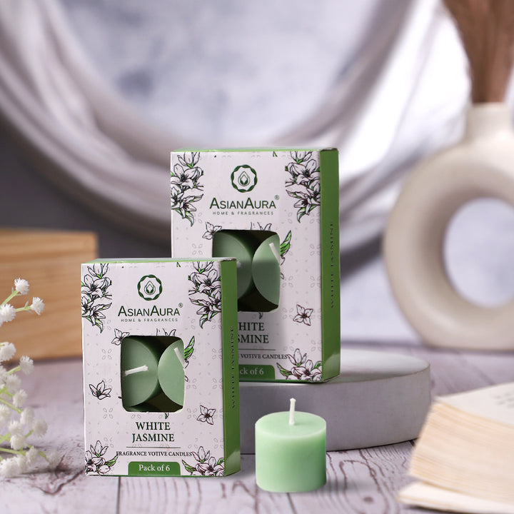 White Jasmine Votive Candles - Pack of 6