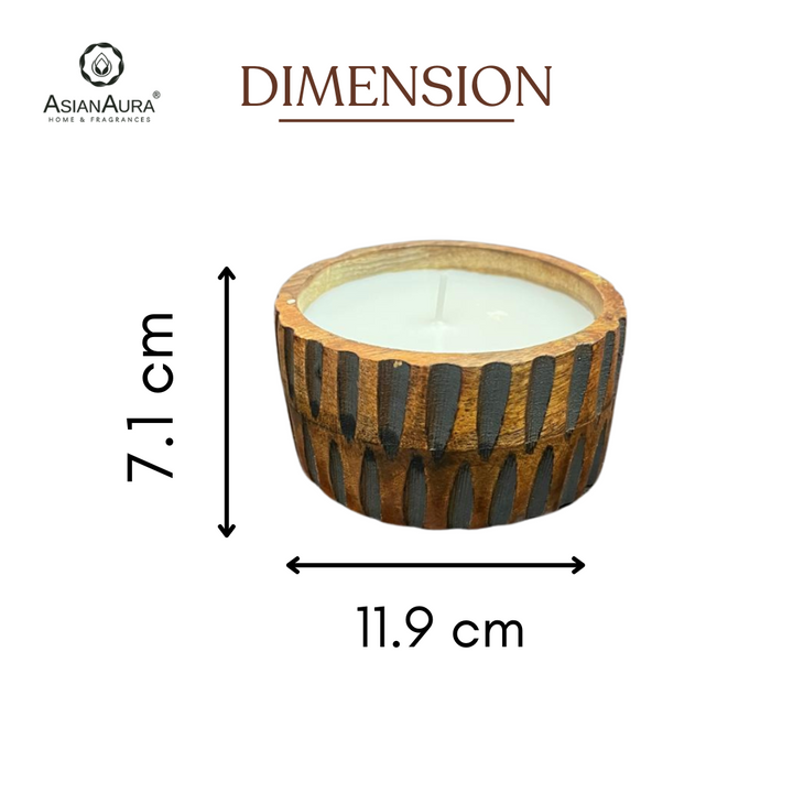 Scented Wooden Ribbed Edge Square Bowl Candle - Vanilla Fragrance