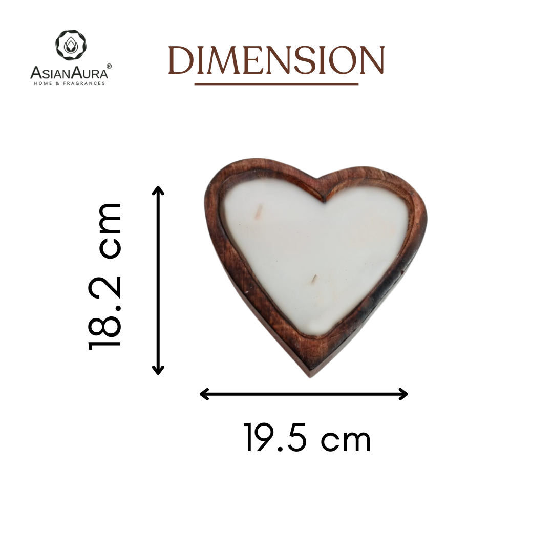 Scented Wooden Heart Shaped Candle - Vanilla Fragrance