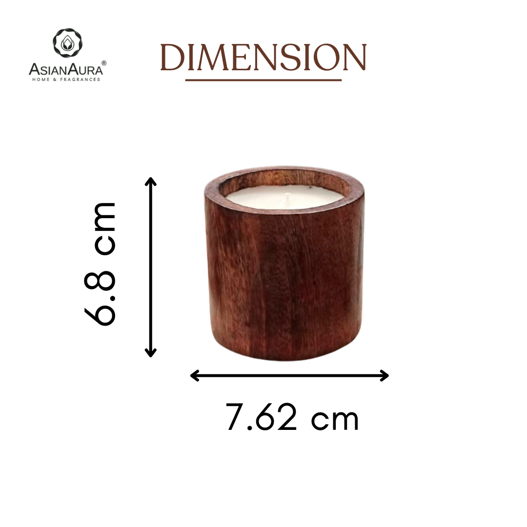 Scented Wooden Cylindrical Shaped Candle - Vanilla Fragrance