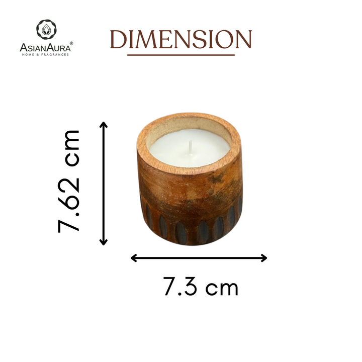 Scented Wooden Cylindrical Ribbed Candle - Vanilla Fragrance