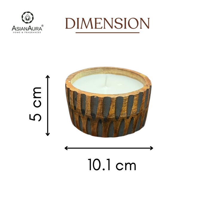 Scented Wooden Ribbed Edge Square Bowl Candle - Vanilla Fragrance